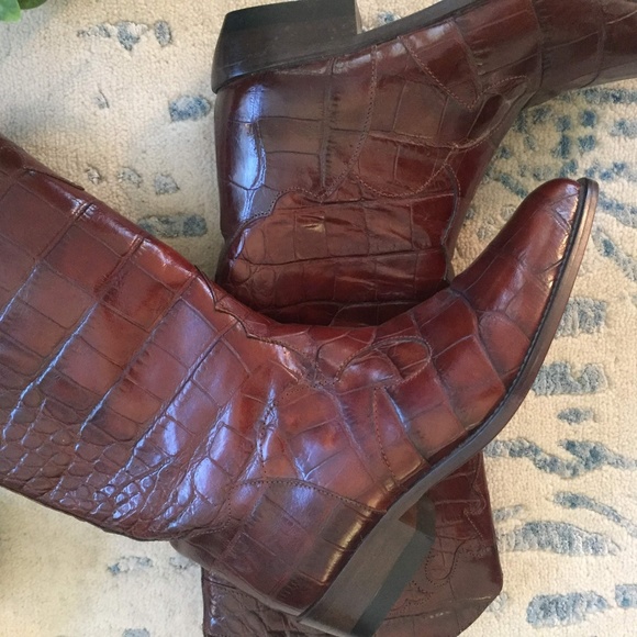 Joan & David Shoes - Vintage Style Burgundy/Brown Cowboy Boot